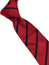 red tie with navy blue stripes